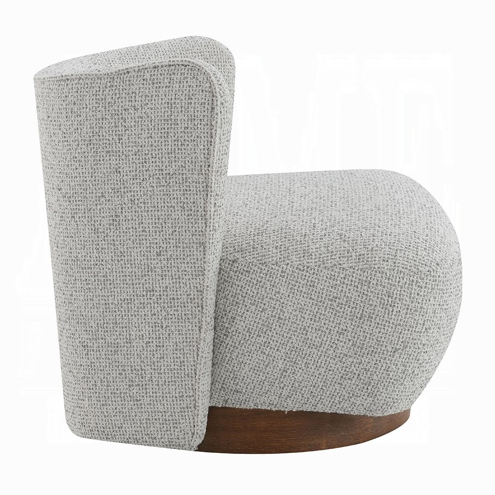 Sely Contemporary Accent Chair | Gray Tweed Fabric Curved Back | Round Base