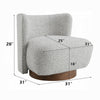 Sely Contemporary Accent Chair | Gray Tweed Fabric Curved Back | Round Base