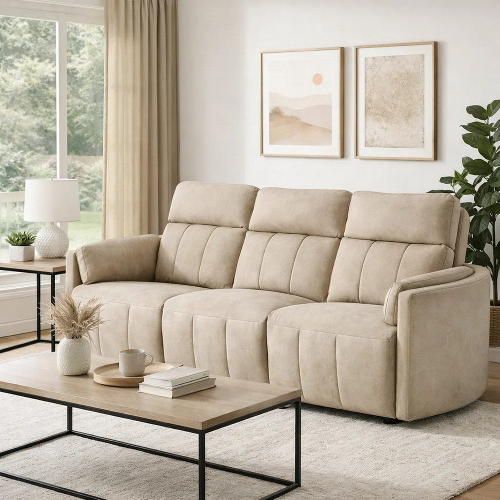 Sonny Manual Motion Recliner Sofa | Plush Dark Beige Polish Microfiber