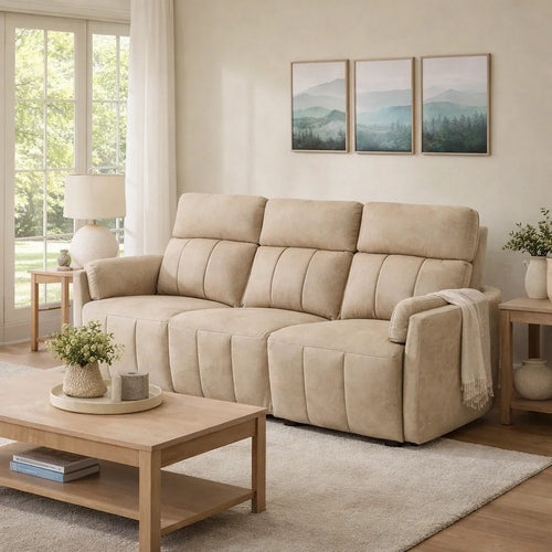 Sonny Manual Motion Recliner Sofa | Plush Dark Beige Polish Microfiber