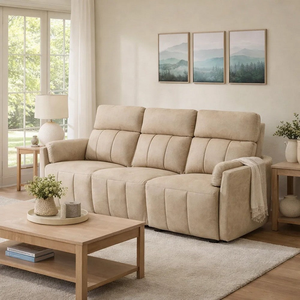 Sonny Manual Motion Recliner Sofa | Plush Dark Beige Polish Microfiber