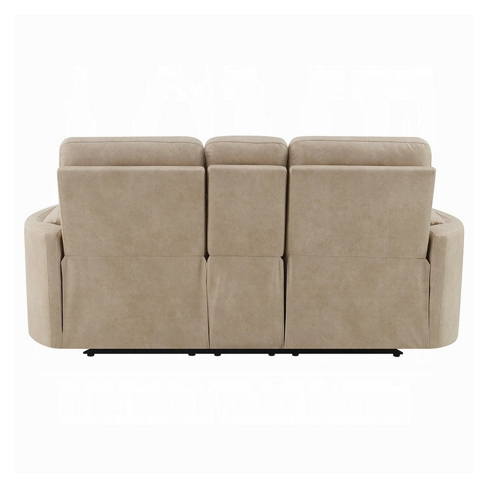 Sonny Manual Motion Recliner Loveseat w Console | Dark Beige Microfiber