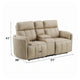Sonny Manual Motion Recliner Loveseat w Console | Dark Beige Microfiber