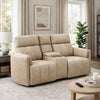 Sonny Manual Motion Recliner Loveseat w Console | Dark Beige Microfiber