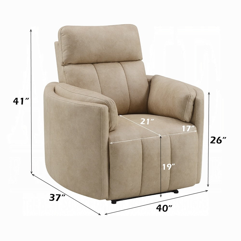 Sonny Manual Motion Glider Swivel Recliner Chair | Dark Beige Polish Microfiber