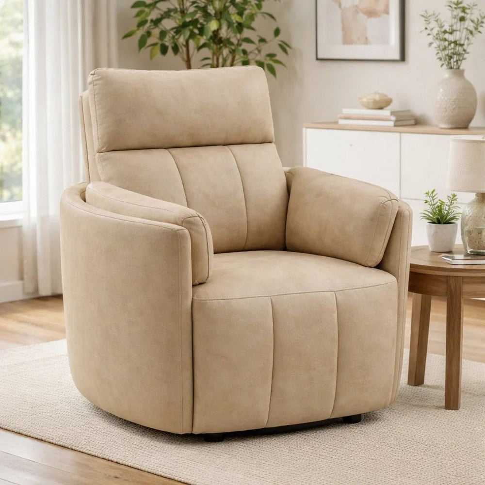 Sonny Manual Motion Glider Swivel Recliner Chair | Dark Beige Polish Microfiber