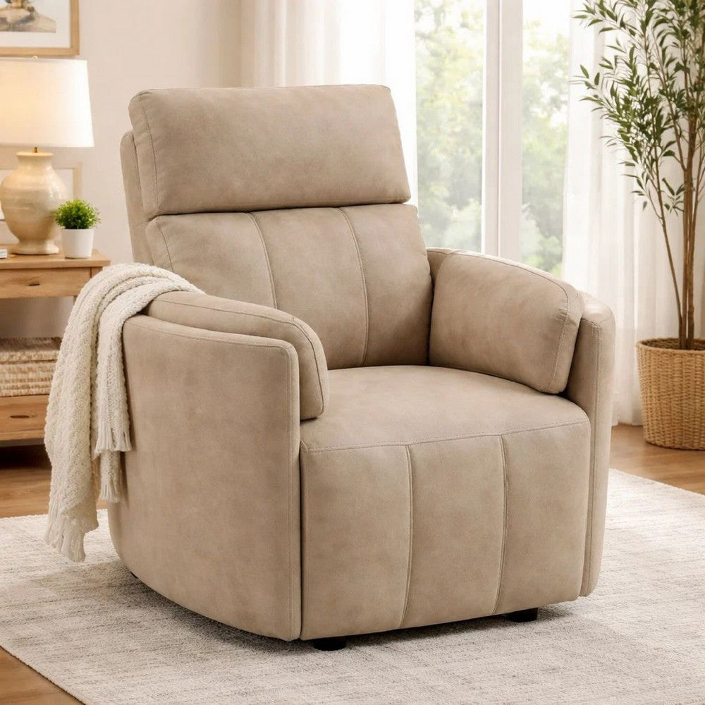 Sonny Manual Motion Glider Swivel Recliner Chair | Dark Beige Polish Microfiber