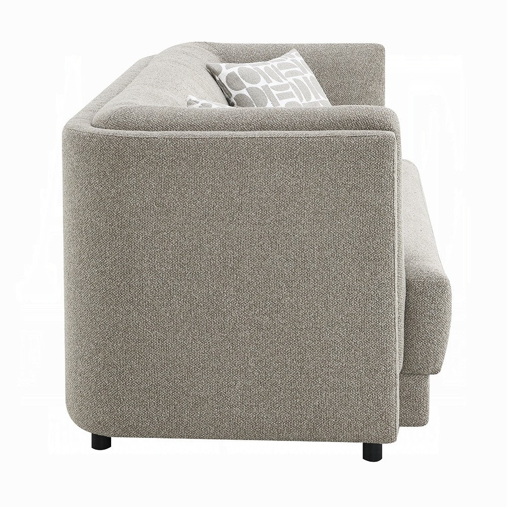 Gely 87" Sofa w 3 Accent Pillows | Straight Arms | Gray Chenille