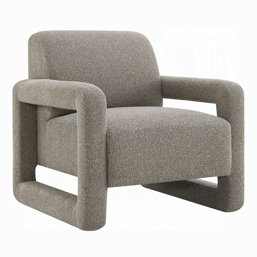 Gely Accent Chair w Open Arm Design | Padded Gray Chenille Cushions