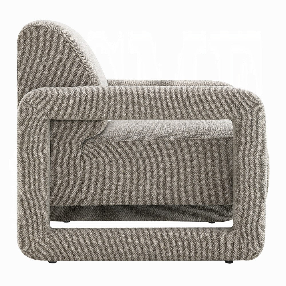 Gely Accent Chair w Open Arm Design | Padded Gray Chenille Cushions