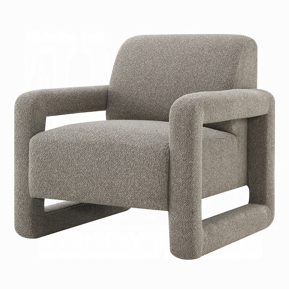 Gely Accent Chair w Open Arm Design | Padded Gray Chenille Cushions