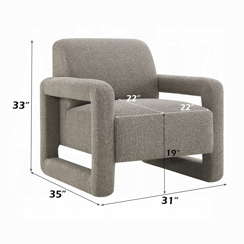 Gely Accent Chair w Open Arm Design | Padded Gray Chenille Cushions