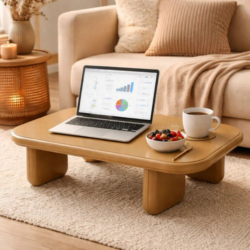 Jeny Coffee Table | 35" Square Top w Rounded Corners | Yellow Brown