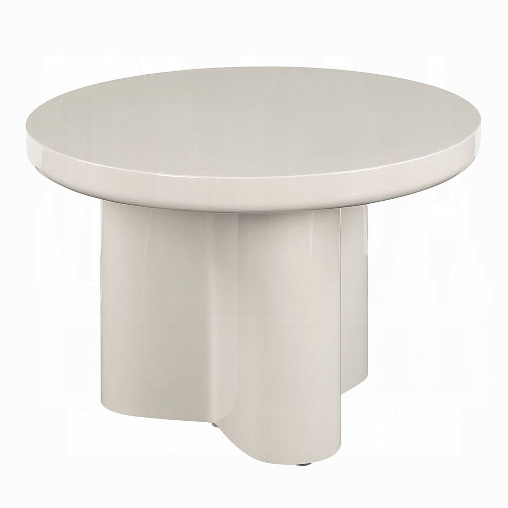 Jeny Side End Table | 24" Round Top w Pedestal Base | Light Gray