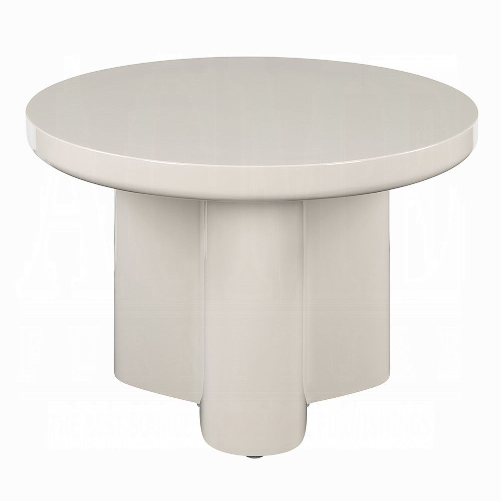 Jeny Side End Table | 24" Round Top w Pedestal Base | Light Gray