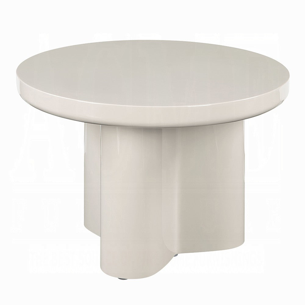 Jeny Side End Table | 24" Round Top w Pedestal Base | Light Gray