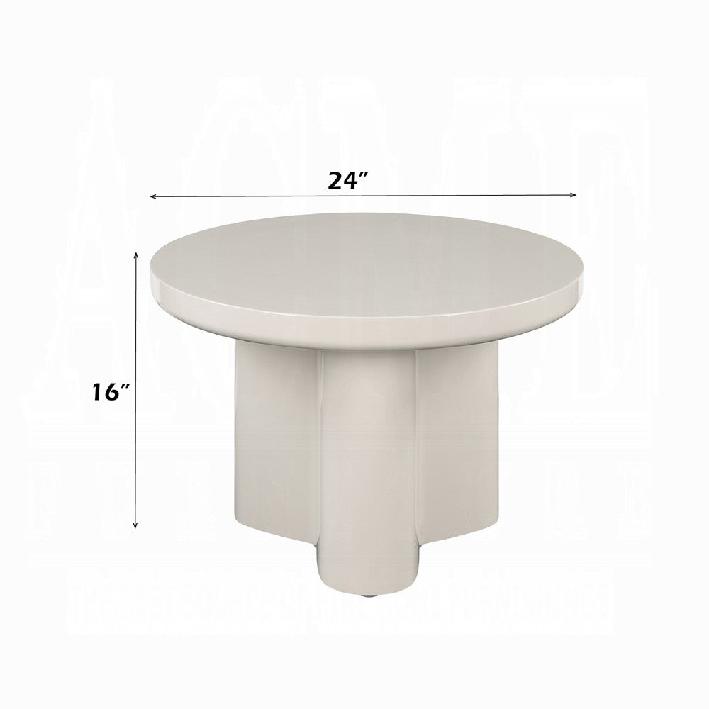 Jeny Side End Table | 24" Round Top w Pedestal Base | Light Gray