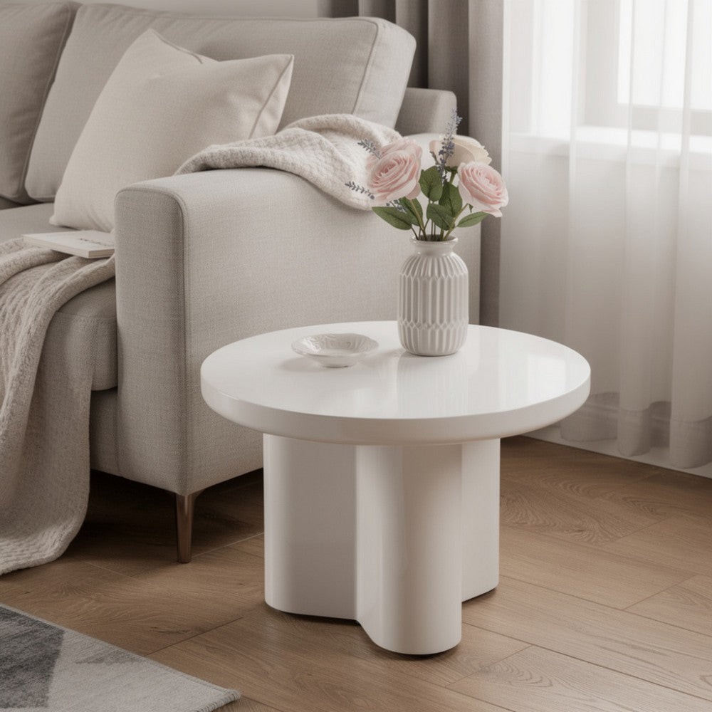 Jeny Side End Table | 24" Round Top w Pedestal Base | Light Gray