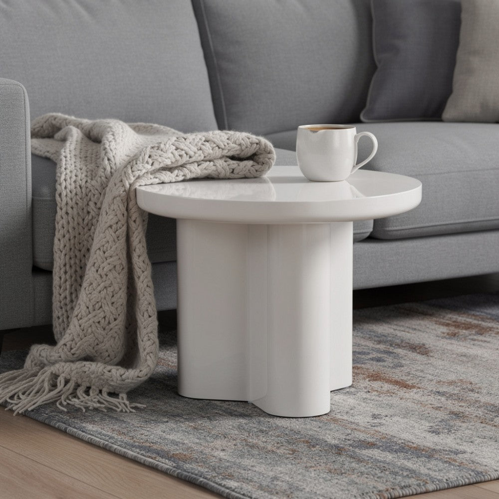 Jeny Side End Table | 24" Round Top w Pedestal Base | Light Gray
