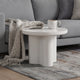 Jeny Side End Table | 24" Round Top w Pedestal Base | Light Gray