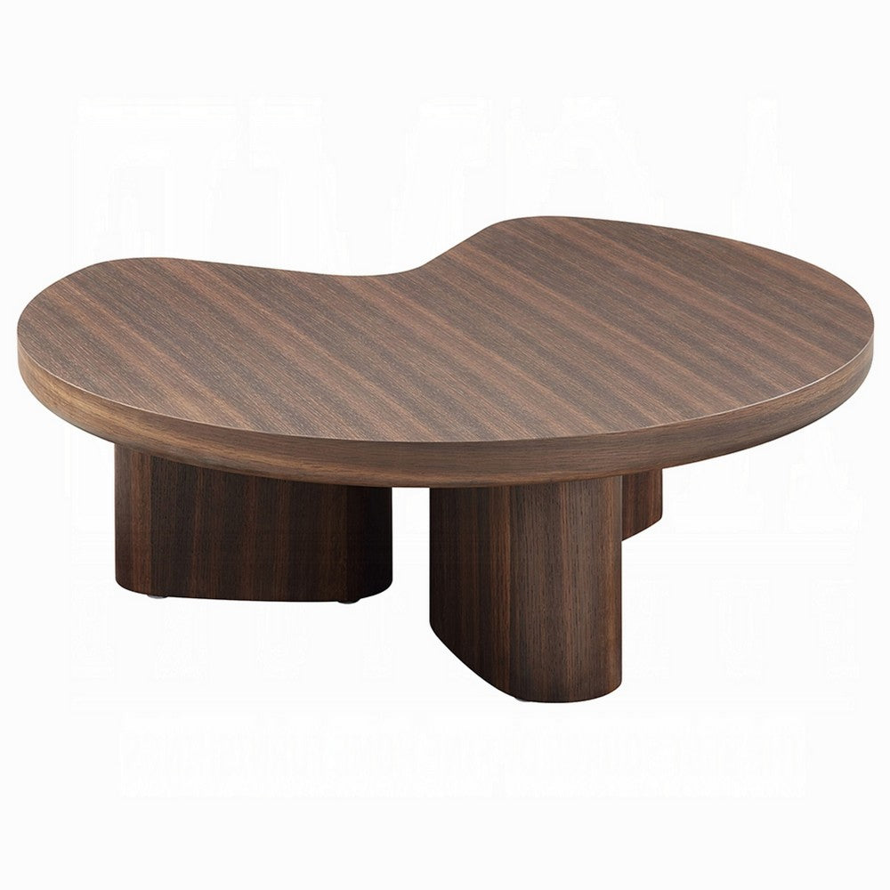 Yex Coffee Table | 35" Curved Top w Pedestal Legs | Smoked Oak Brown