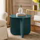 Lemy Side End Table. 20" Round Top w Pedestal Base | Teal Blue Wood