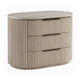 Dery Nightstand w USB Ports | 3 Ribbed Front Drawers | Light Oak Brown