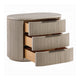 Dery Nightstand w USB Ports | 3 Ribbed Front Drawers | Light Oak Brown