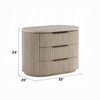 Dery Nightstand w USB Ports | 3 Ribbed Front Drawers | Light Oak Brown