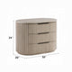 Dery Nightstand w USB Ports | 3 Ribbed Front Drawers | Light Oak Brown