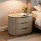 Dery Nightstand w USB Ports | 3 Ribbed Front Drawers | Light Oak Brown