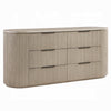 Dery Wide Dresser | 6 Ribbed Front Drawers | 72" Light Oak Brown Veneer
