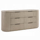 Dery Wide Dresser | 6 Ribbed Front Drawers | 72" Light Oak Brown Veneer