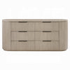 Dery Wide Dresser | 6 Ribbed Front Drawers | 72" Light Oak Brown Veneer