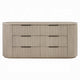 Dery Wide Dresser | 6 Ribbed Front Drawers | 72" Light Oak Brown Veneer