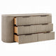 Dery Wide Dresser | 6 Ribbed Front Drawers | 72" Light Oak Brown Veneer