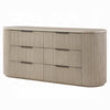 Dery Wide Dresser | 6 Ribbed Front Drawers | 72" Light Oak Brown Veneer