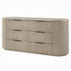 Dery Wide Dresser | 6 Ribbed Front Drawers | 72" Light Oak Brown Veneer
