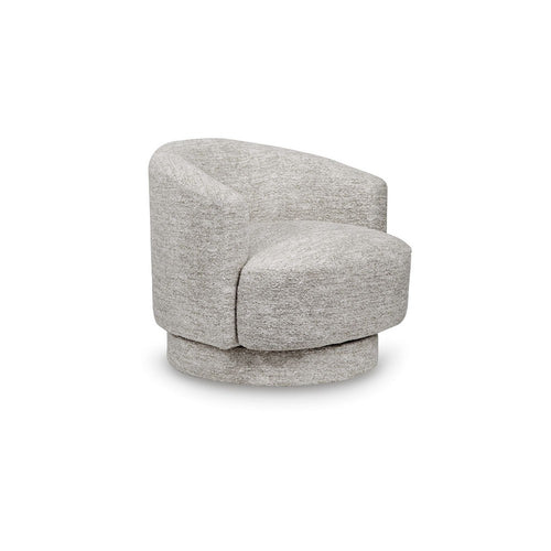 Wady Swivel Accent Chair | Light Gray Barrel Back w Tight Seat Cushion