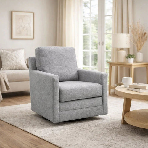 Frey Swivel Accent Chair | Straight Arms | Pewter Gray Next Gen Nuvella