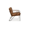 Gery Accent Chair | Caramel Brown Top Grain Leather | Bronze Metal Frame