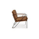 Gery Accent Chair | Caramel Brown Top Grain Leather | Bronze Metal Frame