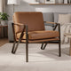 Gery Accent Chair | Caramel Brown Top Grain Leather | Bronze Metal Frame