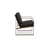 Bary Accent Chair | Dark Brown Top Grain Leather Cushions | Gold Metal
