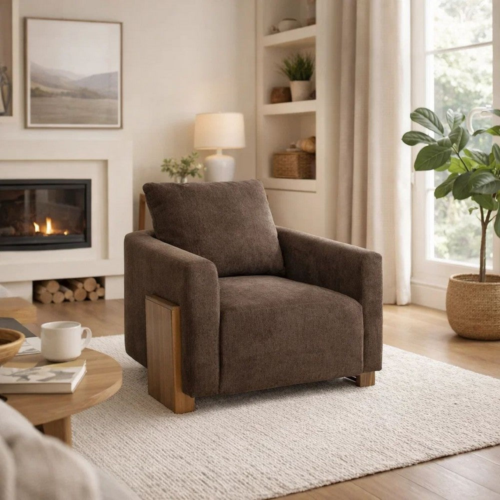 Tinz Accent Armchair | Chocolate Brown Polyester Seat & Reversible Back