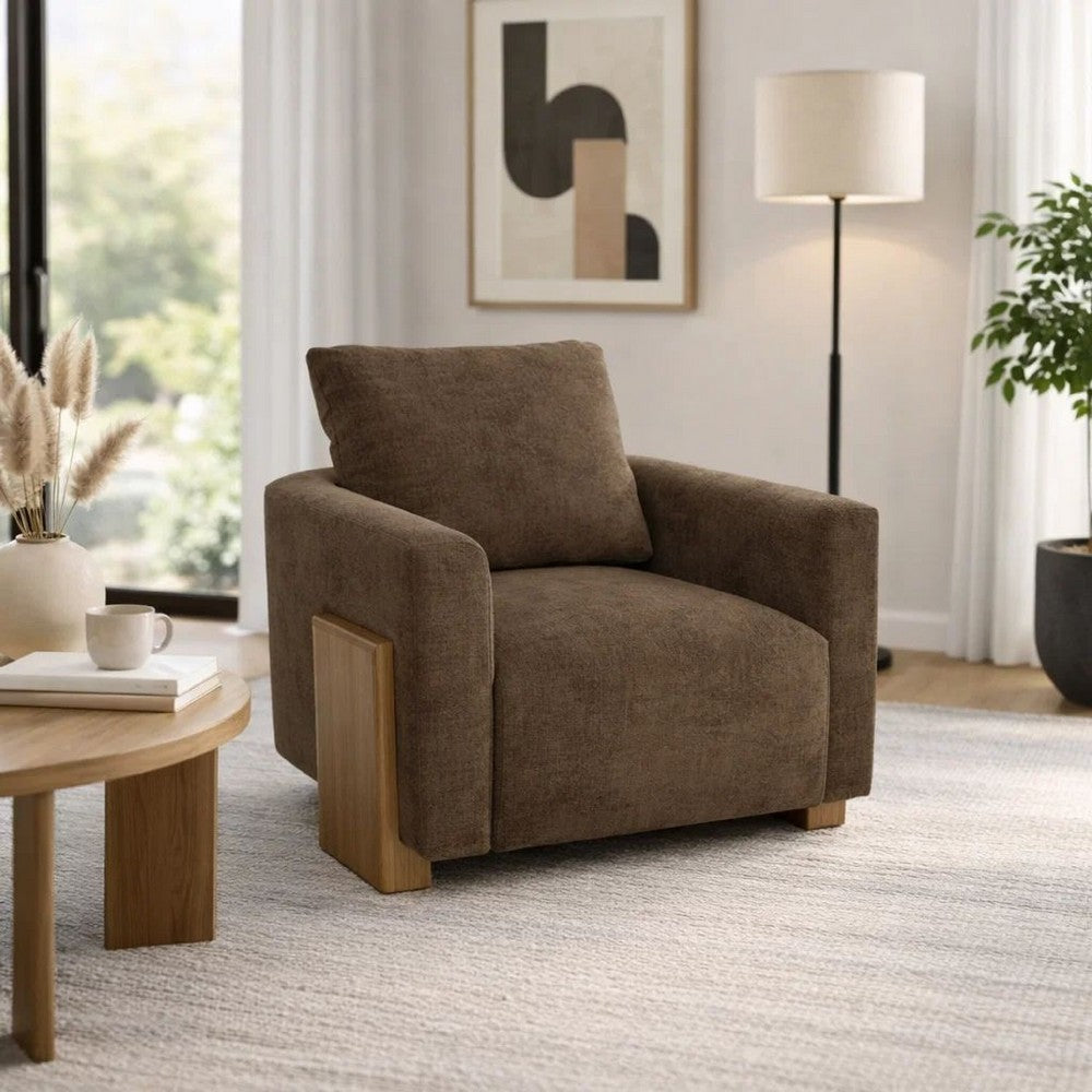 Tinz Accent Armchair | Chocolate Brown Polyester Seat & Reversible Back