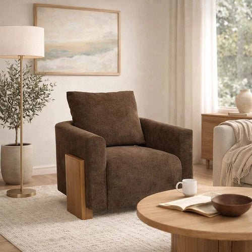 Tinz Accent Armchair | Chocolate Brown Polyester Seat & Reversible Back