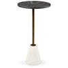 Cira Accent Table | 12" Round Black & White Marble Top | Gold Metal