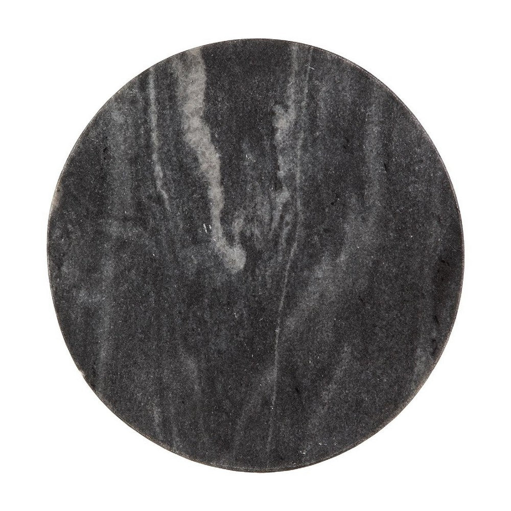 Cira Accent Table | 12" Round Black & White Marble Top | Gold Metal