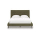 Lina Queen Size Bed w Sage Green Polyester Upholstery | Tapered Legs